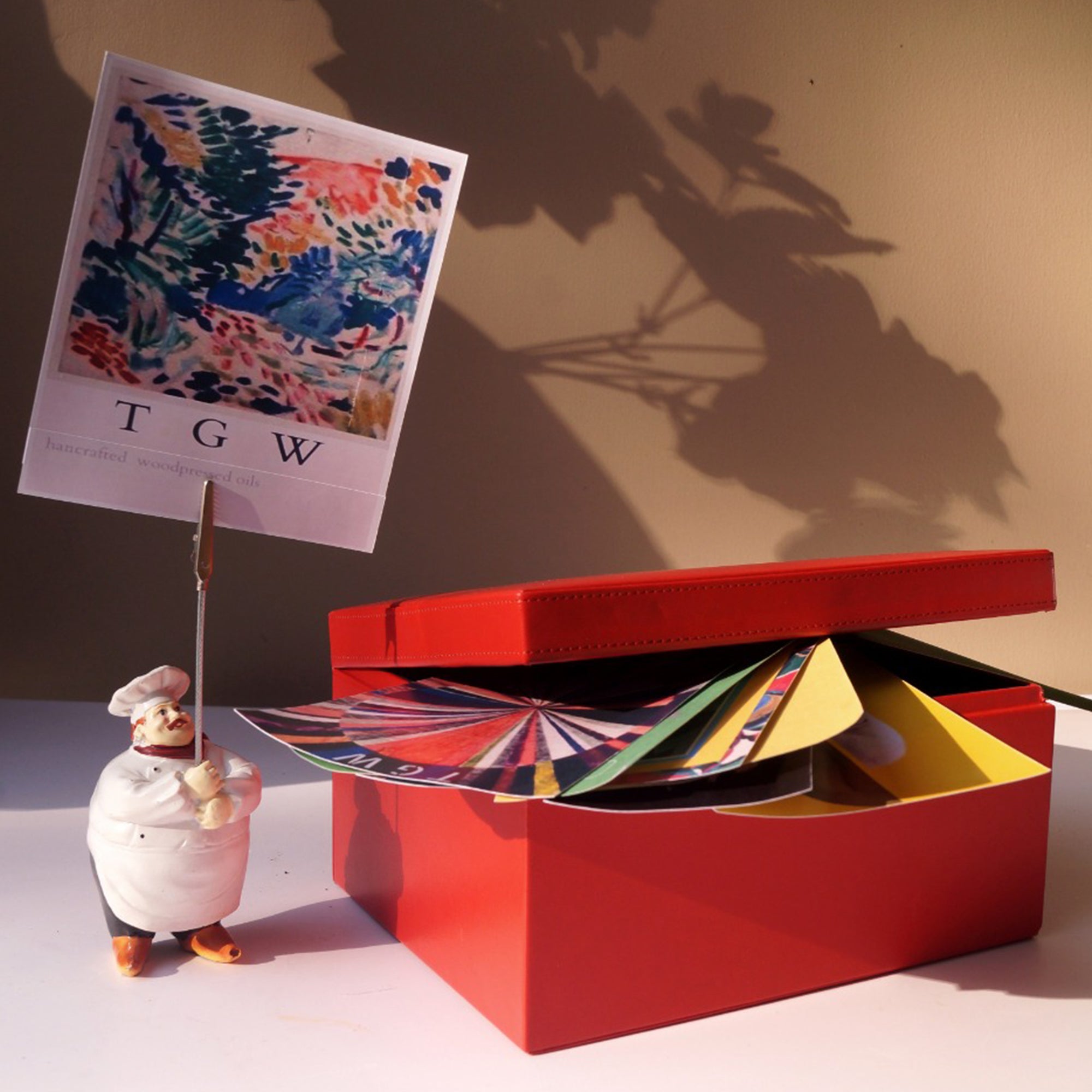 Red Leather Square Box