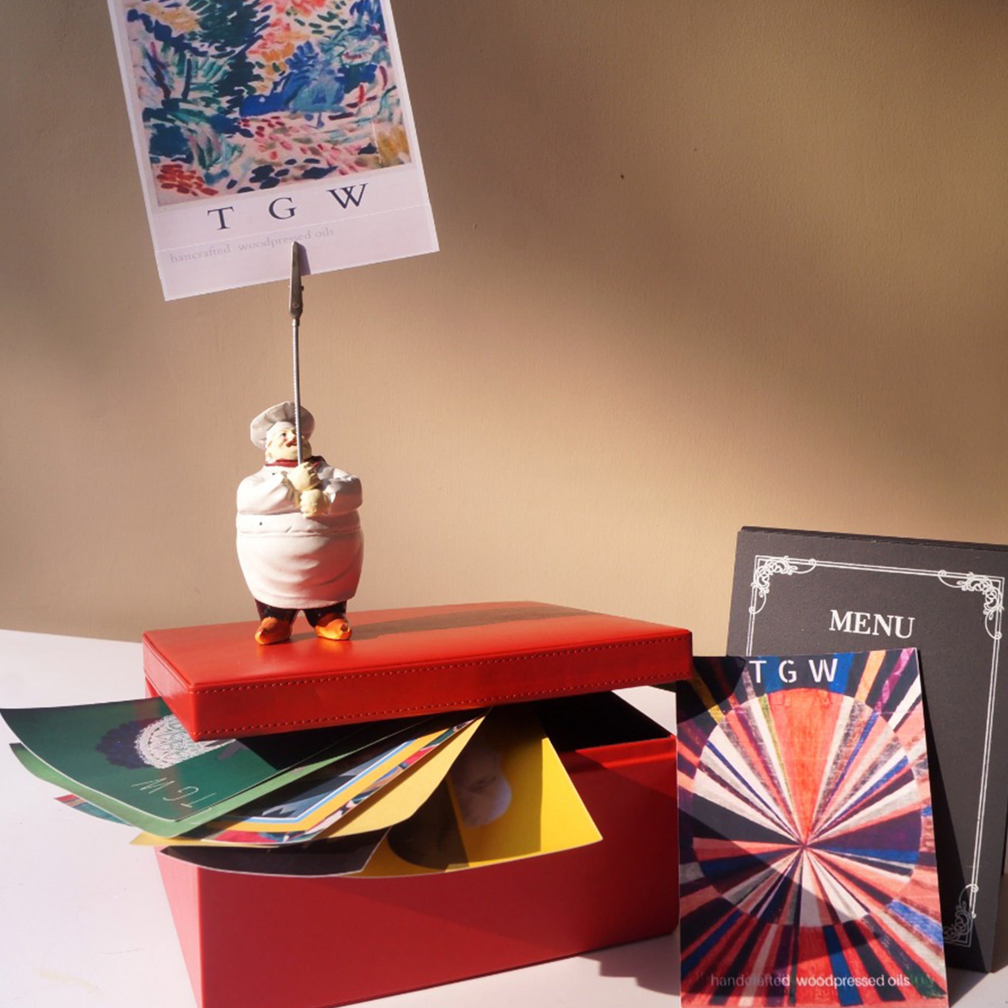 Red Leather Square Box