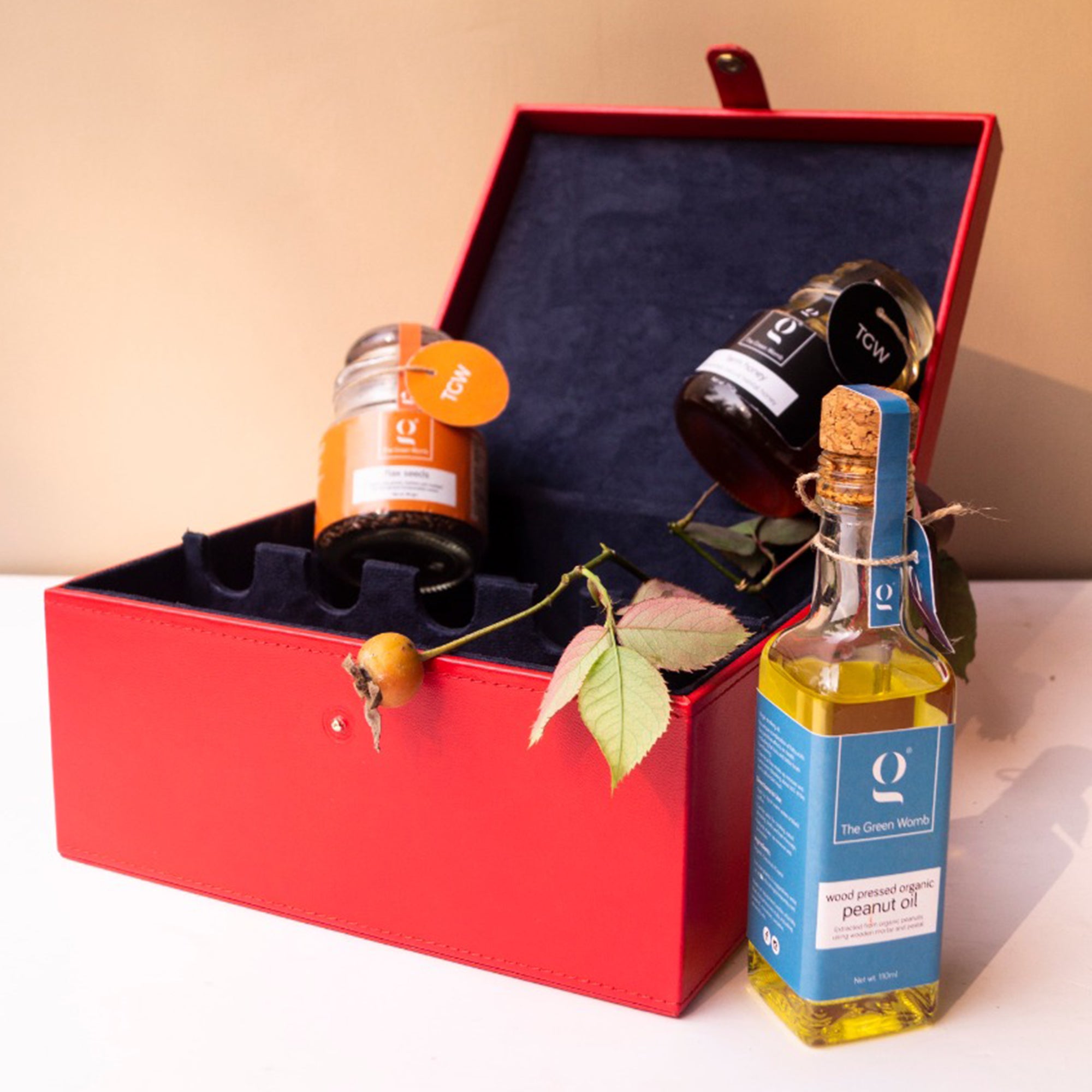 Red Leather Square Box