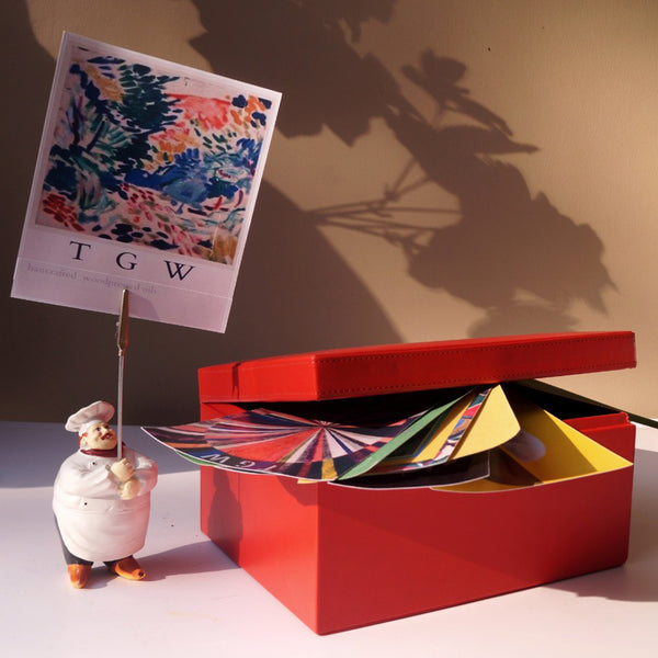 Red Leather Square Box