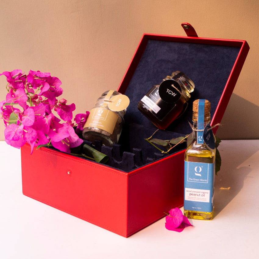 Red Leather Square Box